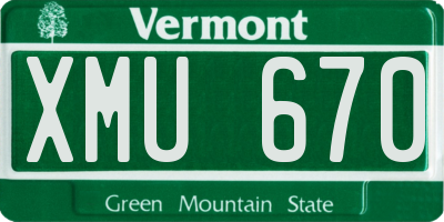 VT license plate XMU670