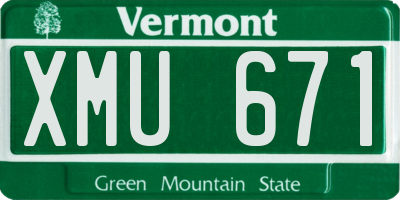 VT license plate XMU671