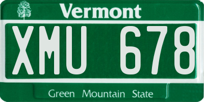 VT license plate XMU678