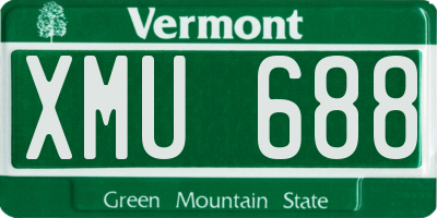 VT license plate XMU688