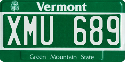 VT license plate XMU689