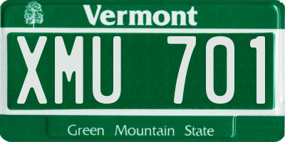 VT license plate XMU701