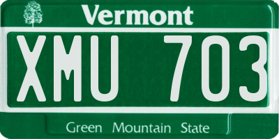VT license plate XMU703