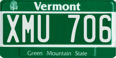 VT license plate XMU706