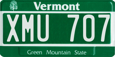 VT license plate XMU707