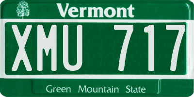 VT license plate XMU717