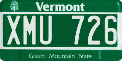 VT license plate XMU726