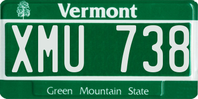 VT license plate XMU738
