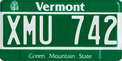 VT license plate XMU742