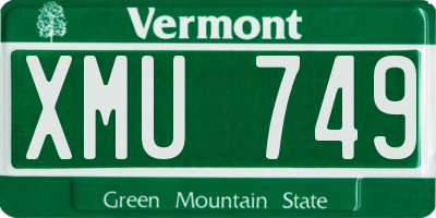 VT license plate XMU749