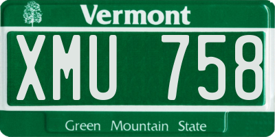 VT license plate XMU758