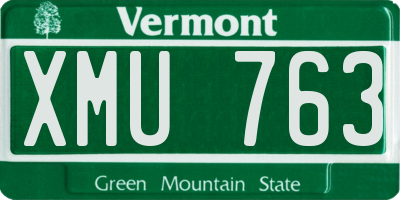VT license plate XMU763