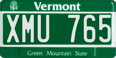 VT license plate XMU765