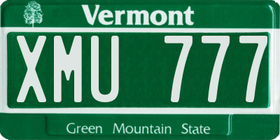 VT license plate XMU777