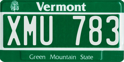 VT license plate XMU783
