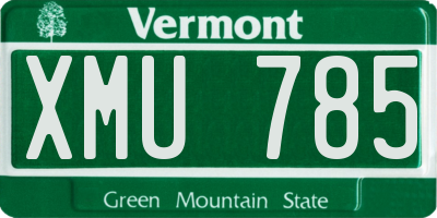 VT license plate XMU785