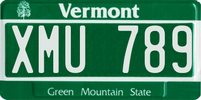 VT license plate XMU789