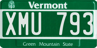 VT license plate XMU793
