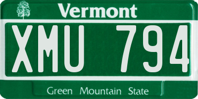 VT license plate XMU794