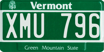 VT license plate XMU796