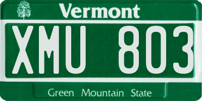 VT license plate XMU803