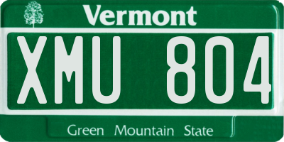 VT license plate XMU804