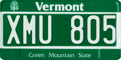 VT license plate XMU805