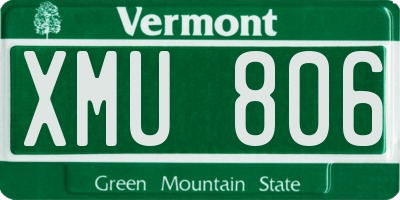 VT license plate XMU806