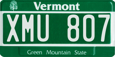 VT license plate XMU807