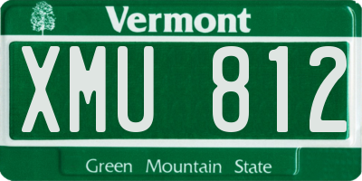 VT license plate XMU812