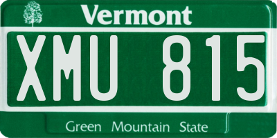 VT license plate XMU815