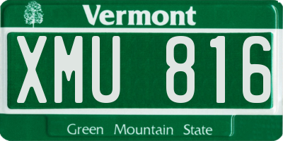 VT license plate XMU816
