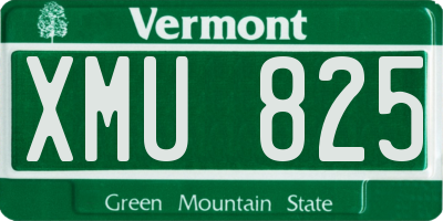 VT license plate XMU825