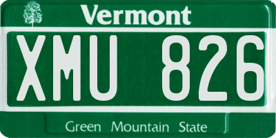 VT license plate XMU826
