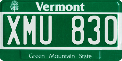 VT license plate XMU830
