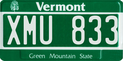 VT license plate XMU833