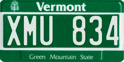 VT license plate XMU834
