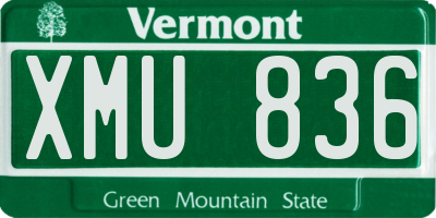 VT license plate XMU836