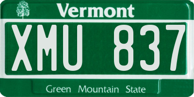 VT license plate XMU837
