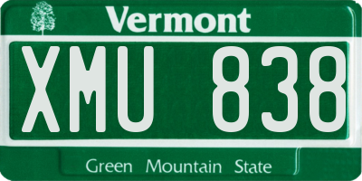 VT license plate XMU838
