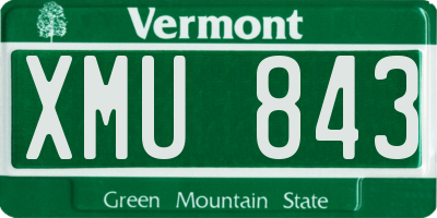 VT license plate XMU843