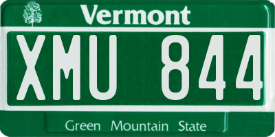 VT license plate XMU844