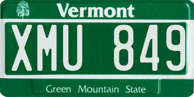 VT license plate XMU849