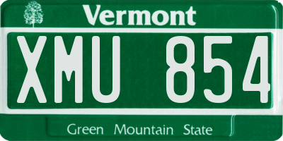 VT license plate XMU854