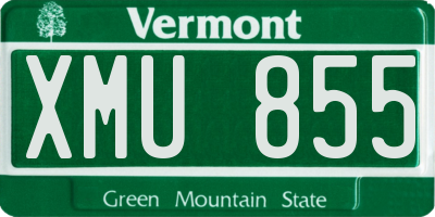 VT license plate XMU855