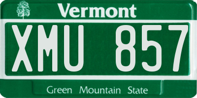 VT license plate XMU857