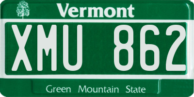 VT license plate XMU862