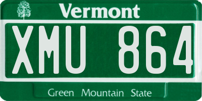 VT license plate XMU864