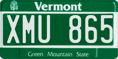 VT license plate XMU865