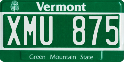 VT license plate XMU875
